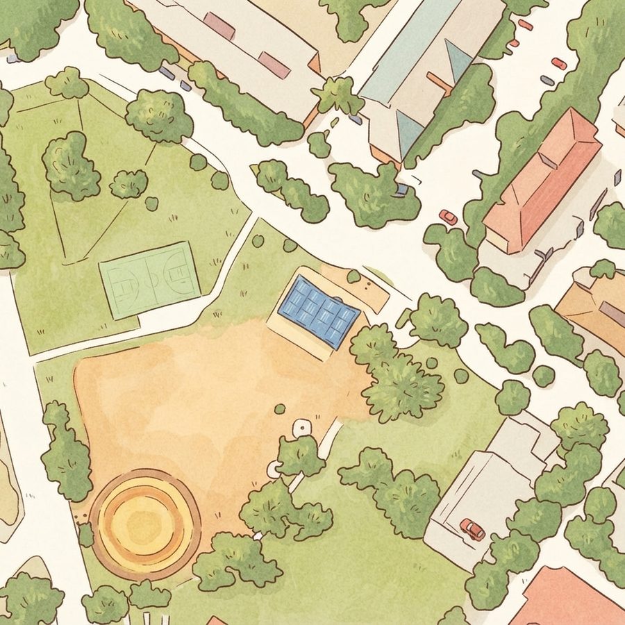 Illustrated map of Labor Street Park