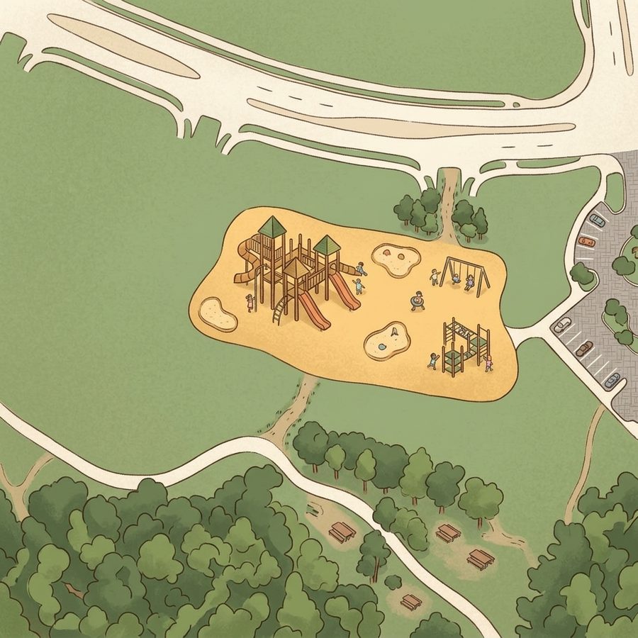 Illustrated map of Lafayette Nature Center