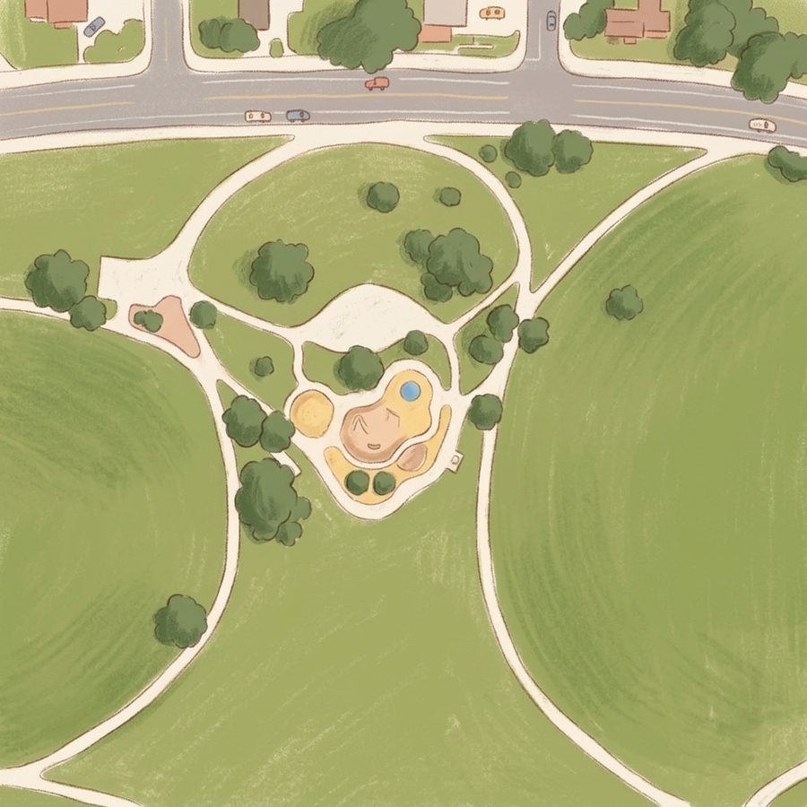 Illustrated map of Lake Arbor Park Playground