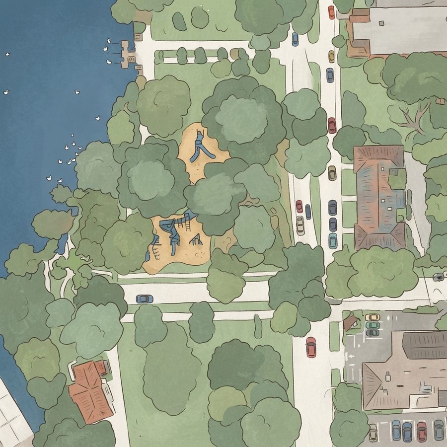 Illustrated map of Lake Eola Park