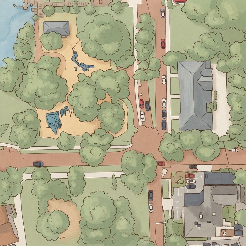 Illustrated map of Lake Eola Park Peninsula