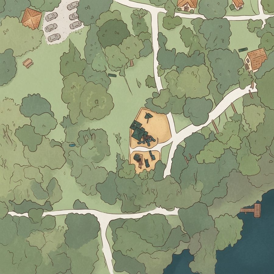 Illustrated map of Lake Mills Park
