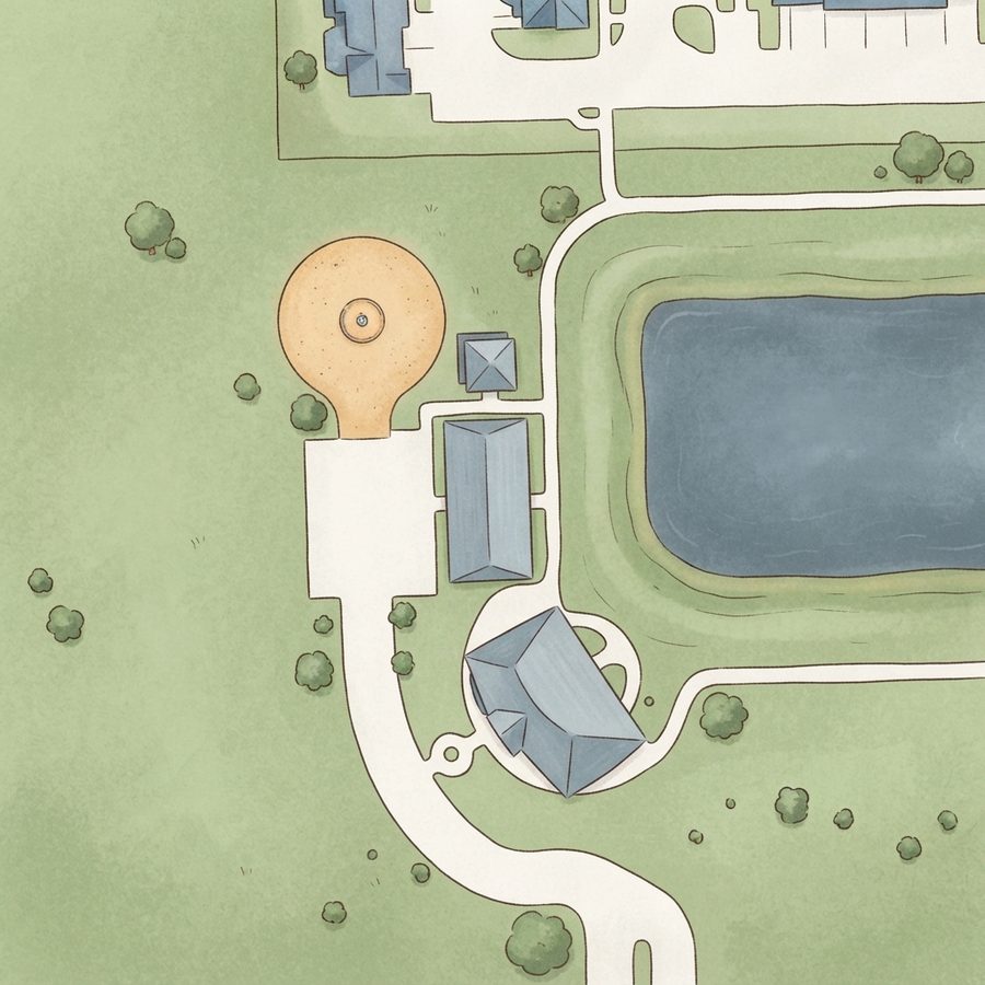 Illustrated map of Lake Park Pavilion, Colonnade with Splash Pad