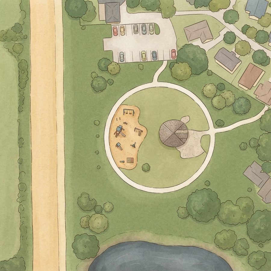 Illustrated map of Lakefield Playground
