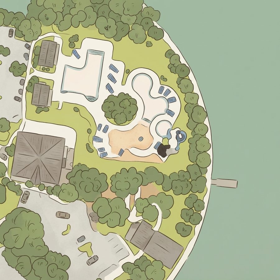 Illustrated map of Lakeland Activity Center Swimming Pool (Bridgeland Residents Only)