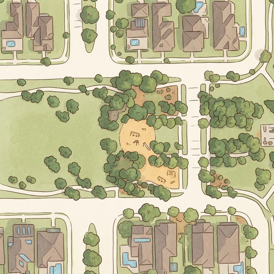 Illustrated map of Lakeland Heights Playground