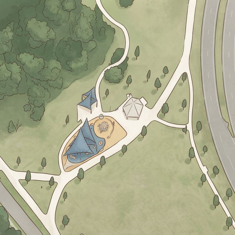 Illustrated map of Lakeside Village Park