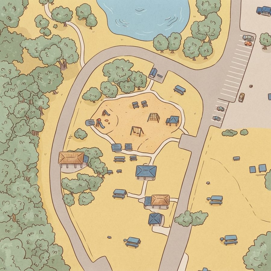 Illustrated map of Lakeview Park