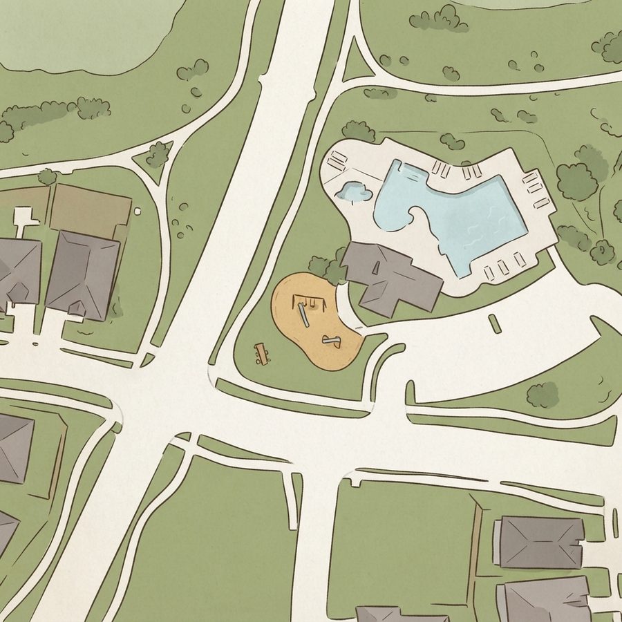 Illustrated map of Lakeview Retreat Playground