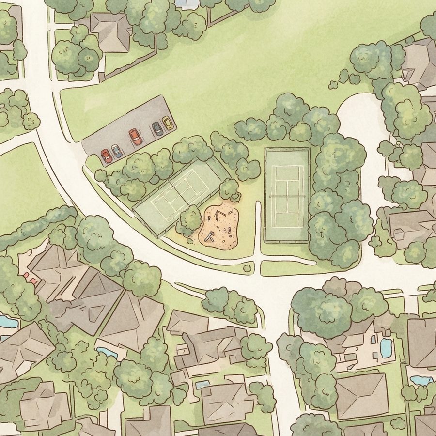 Illustrated map of Lakewood Crossing Shaded Park