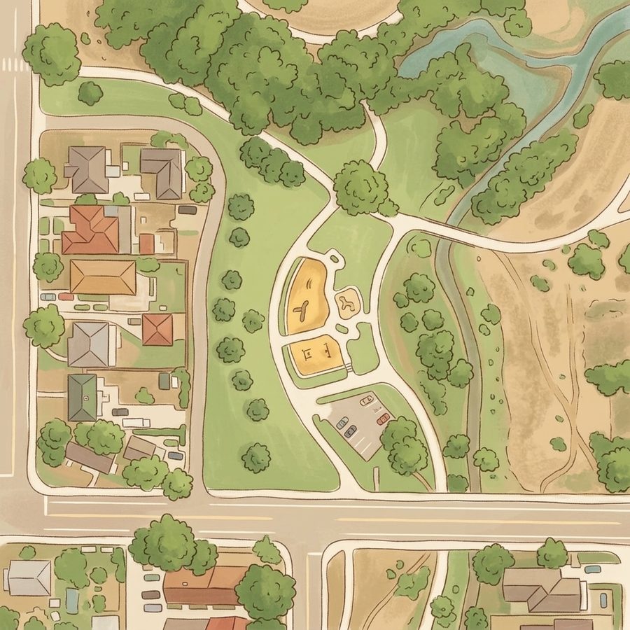 Illustrated map of Lakewood / Dry Gulch Park