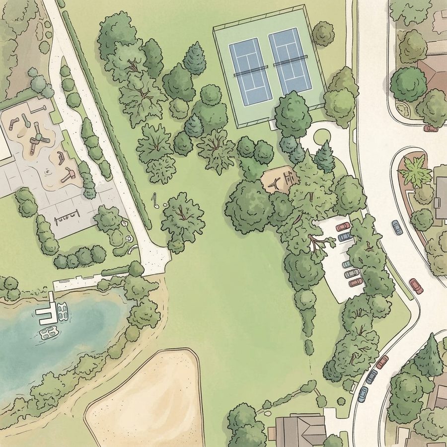 Illustrated map of Lakewood Estates Park
