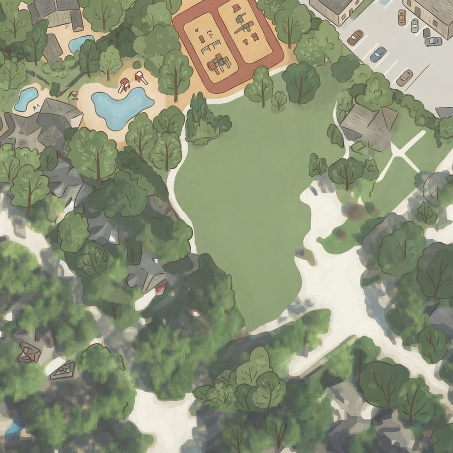 Illustrated map of Lakewood Glen Playground