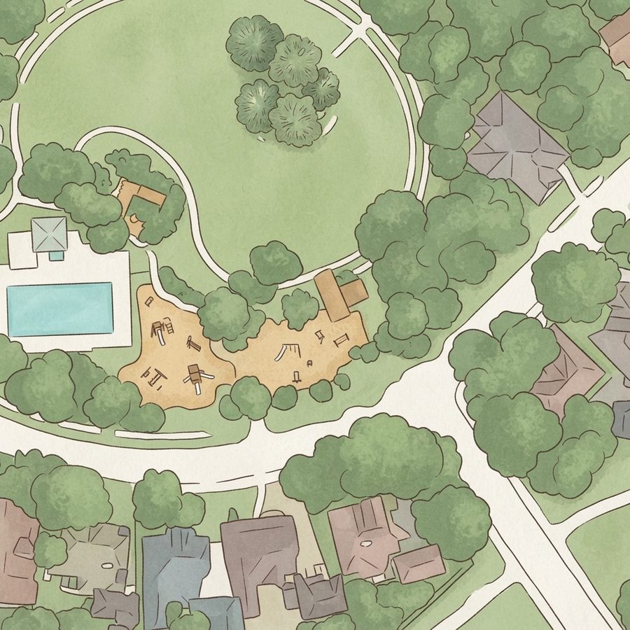 Illustrated map of Lakewood Grove Park