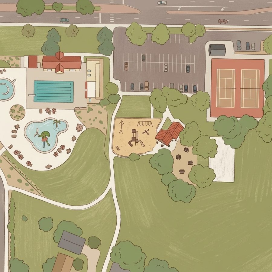 Illustrated map of LaMont Does Park