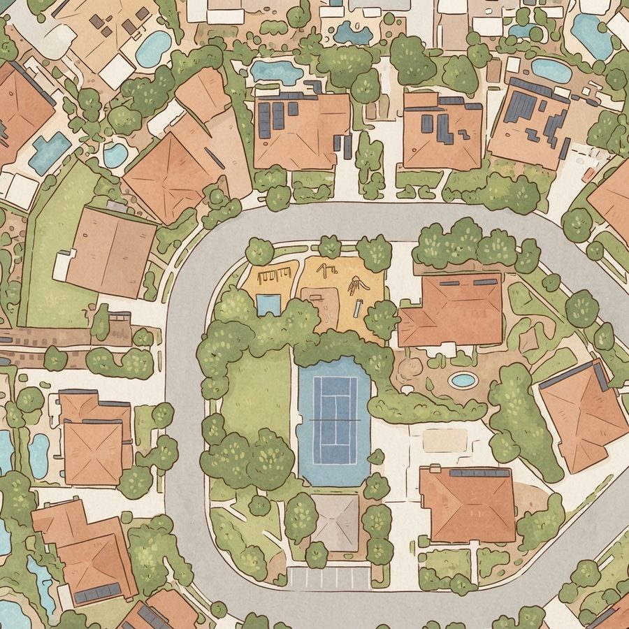 Illustrated map of Lamplight Estates Playground