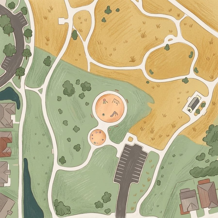 Illustrated map of Larkspur Park