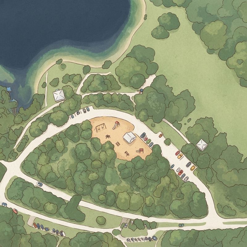 Illustrated map of Larry and Penny Park Playground