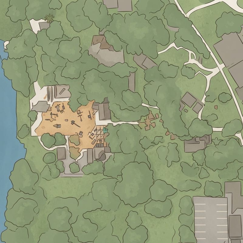 Illustrated map of Larry and Penny Thompson Memorial Park and Campground