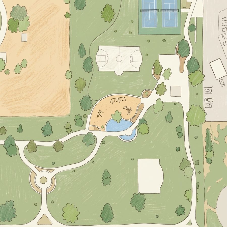 Illustrated map of Lasley Park