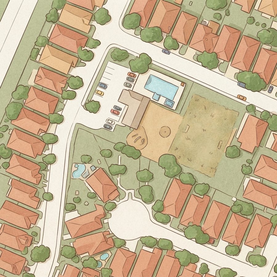 Illustrated map of Laura Heights Community Center/ Pool