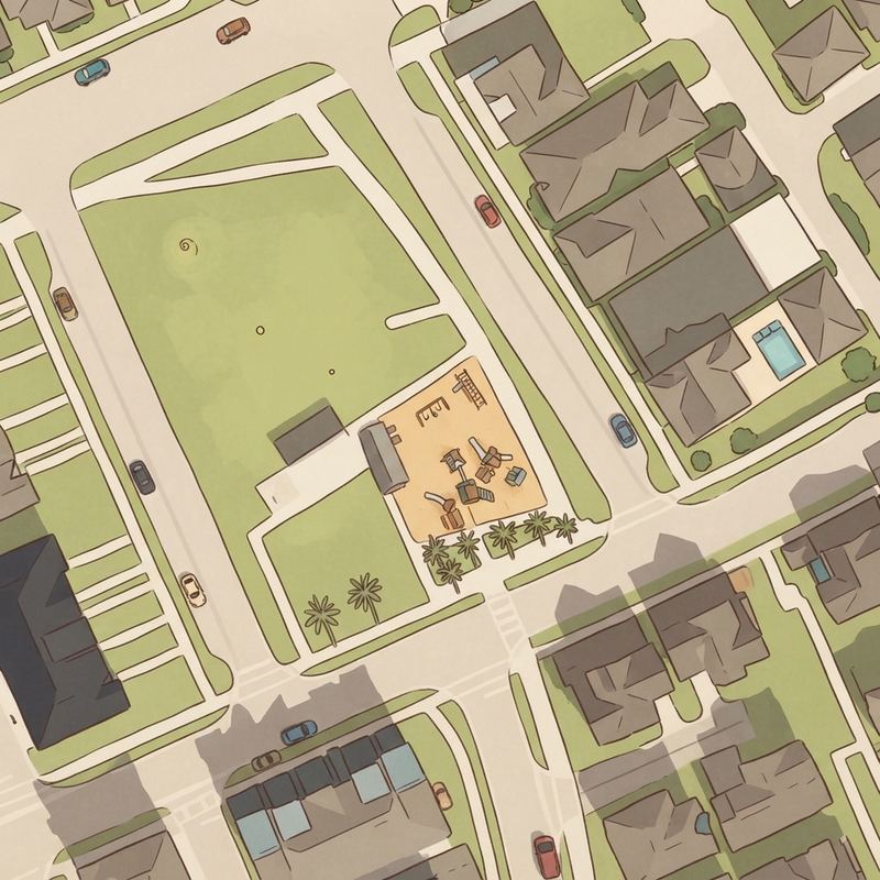 Illustrated map of Laureate Park Zipline Playground