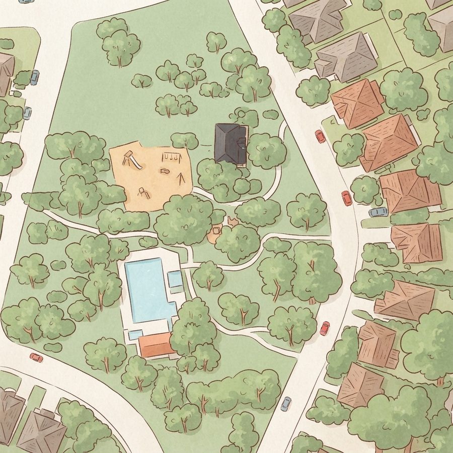 Illustrated map of Laurel Canyon Community Park and Pool