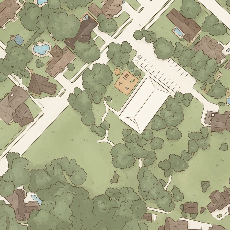Illustrated map of Leavesley Park Jones Hangar