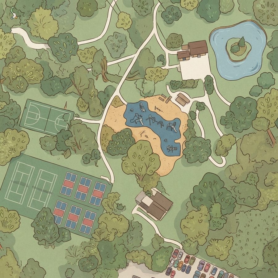 Illustrated map of Lee P. Moore Park
