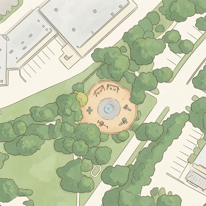 Illustrated map of Les Lacs Park
