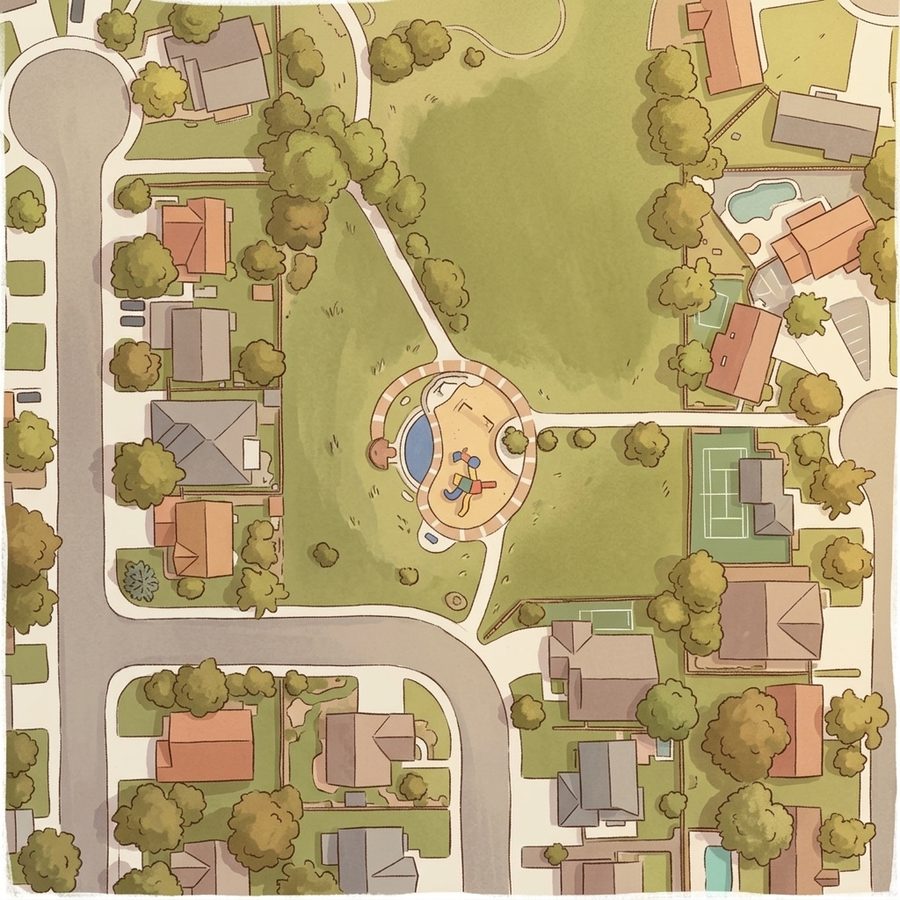 Illustrated map of Lew Walsh Park