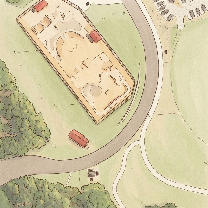 Illustrated map of Lewisville Railroad Park