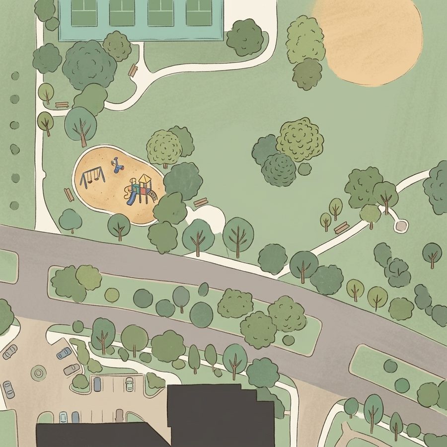 Illustrated map of Lindsley Park