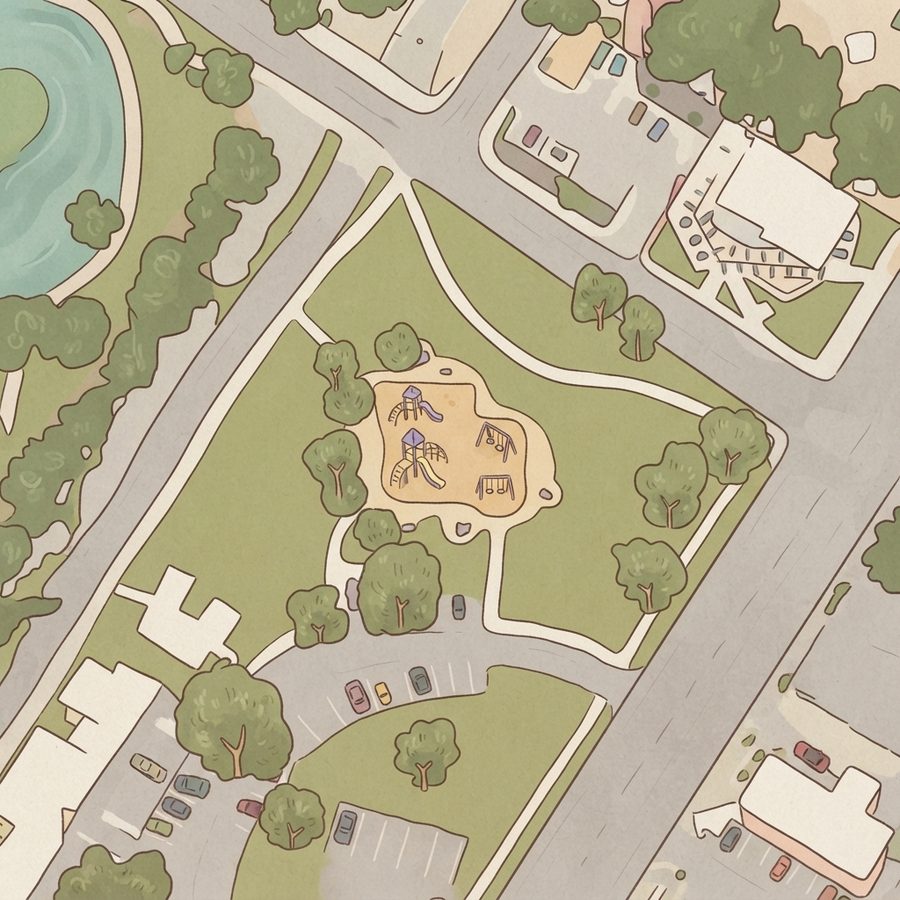 Illustrated map of Lions Field Playground