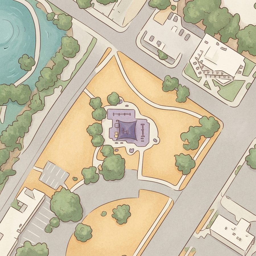 Illustrated map of Lions Field
