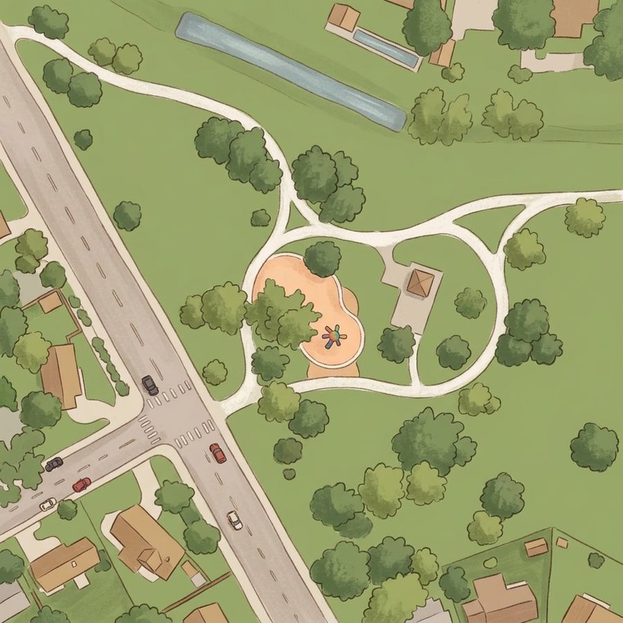Illustrated map of Little Dry Creek Park