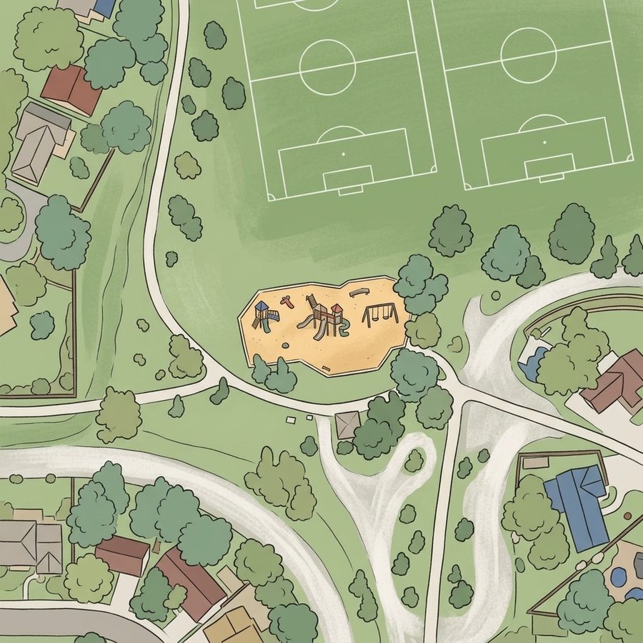 Illustrated map of Little Dry Creek Park (West Entrance)