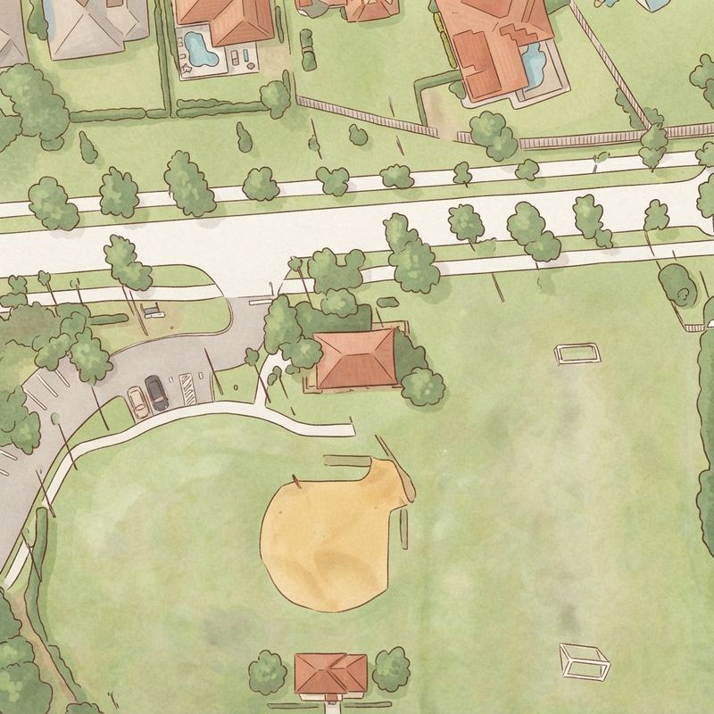 Illustrated map of Live Oak Athletic Fields