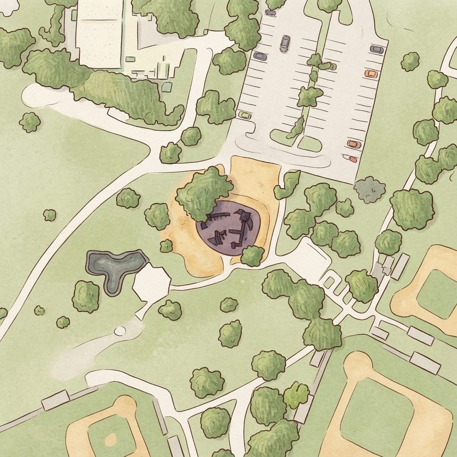 Illustrated map of Live Oak Park Treehouse Playground