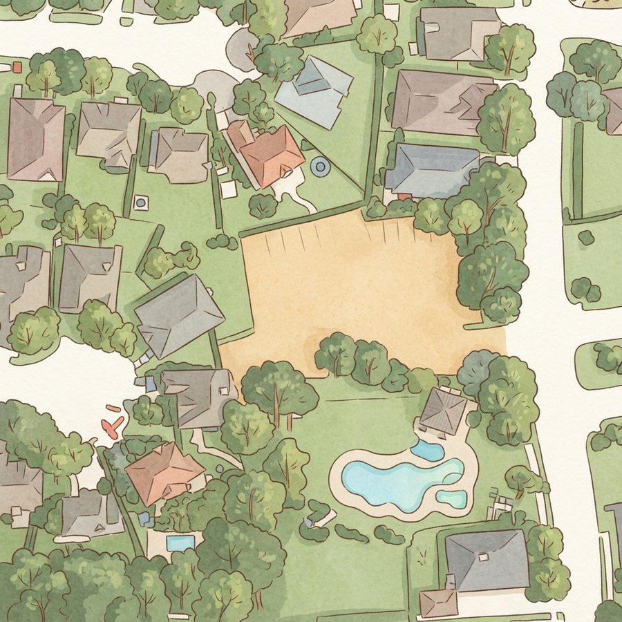Illustrated map of Lone Oak Village Park