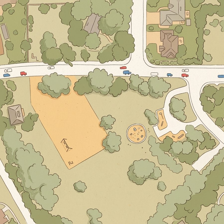 Illustrated map of Long's Pine Grove