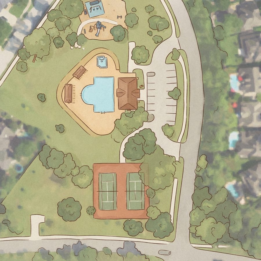 Illustrated map of Longwood Bend Park