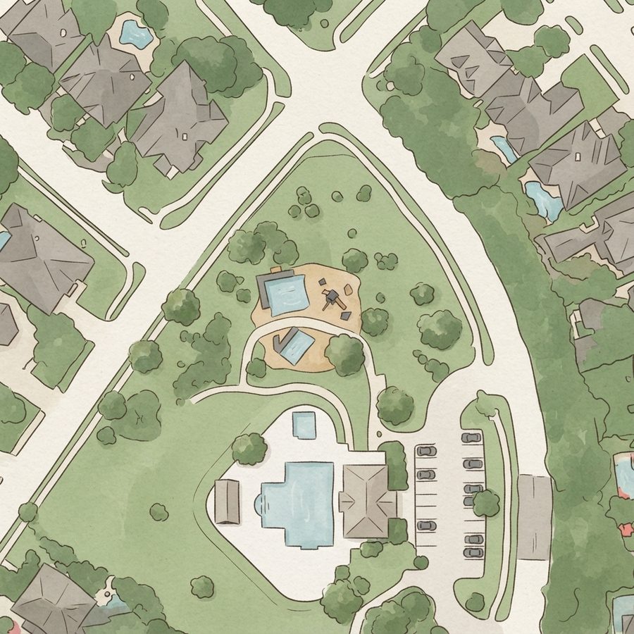 Illustrated map of Longwood Bend Park Playground