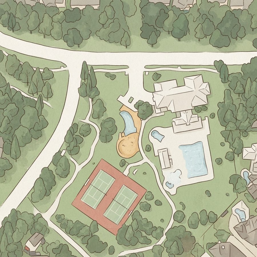 Illustrated map of Longwood Trace Park