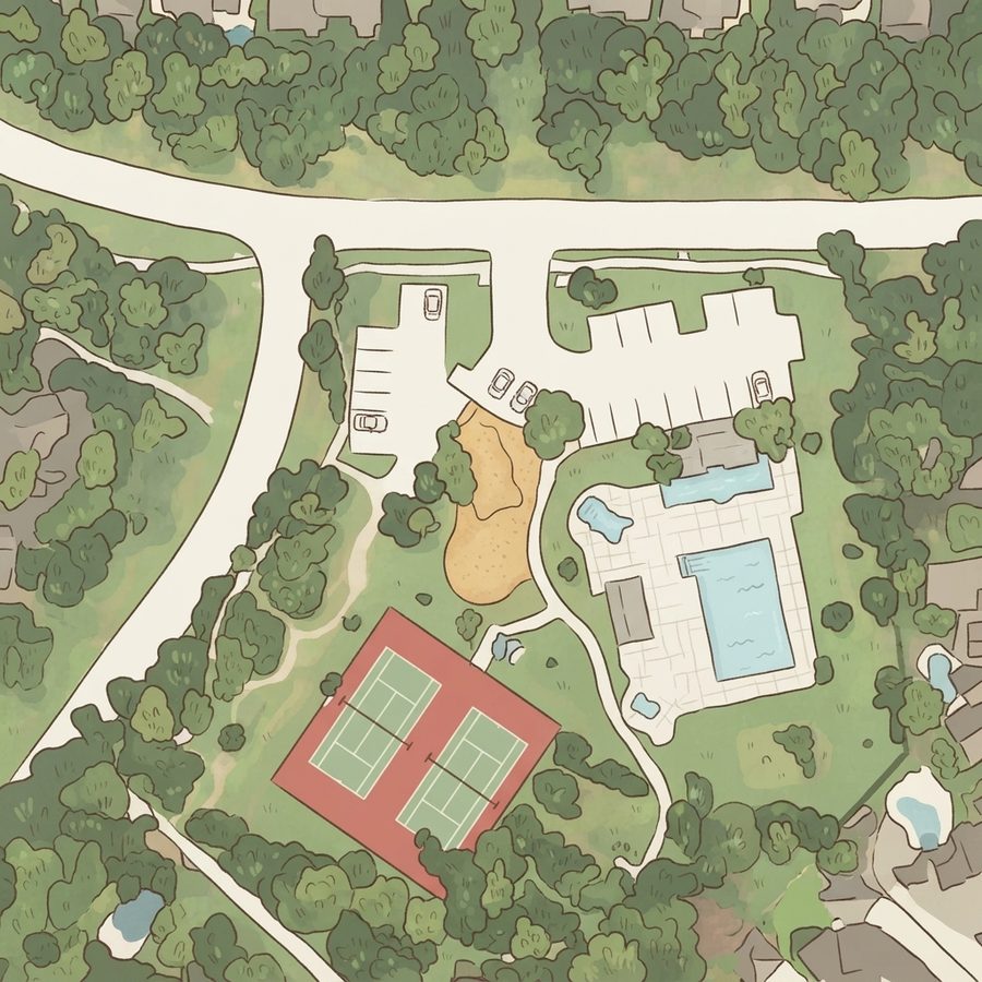 Illustrated map of Longwood Trace Park Playground