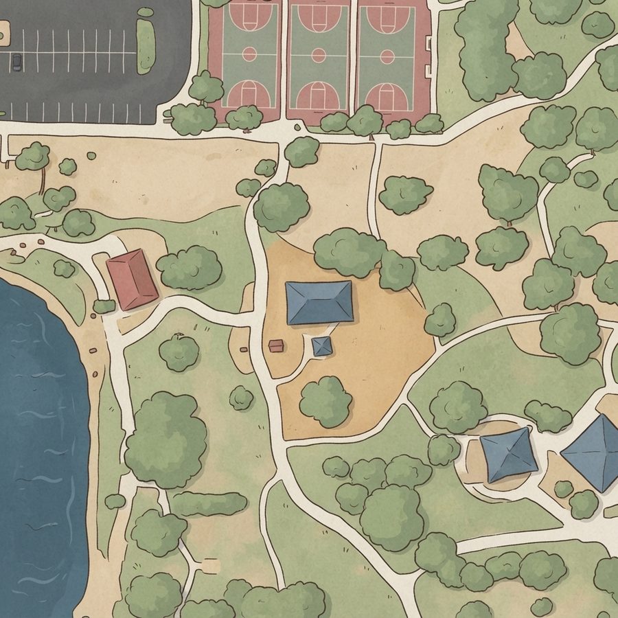 Illustrated map of Lorenzi Park Playground