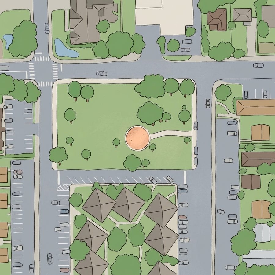Illustrated map of Louise Turner Park