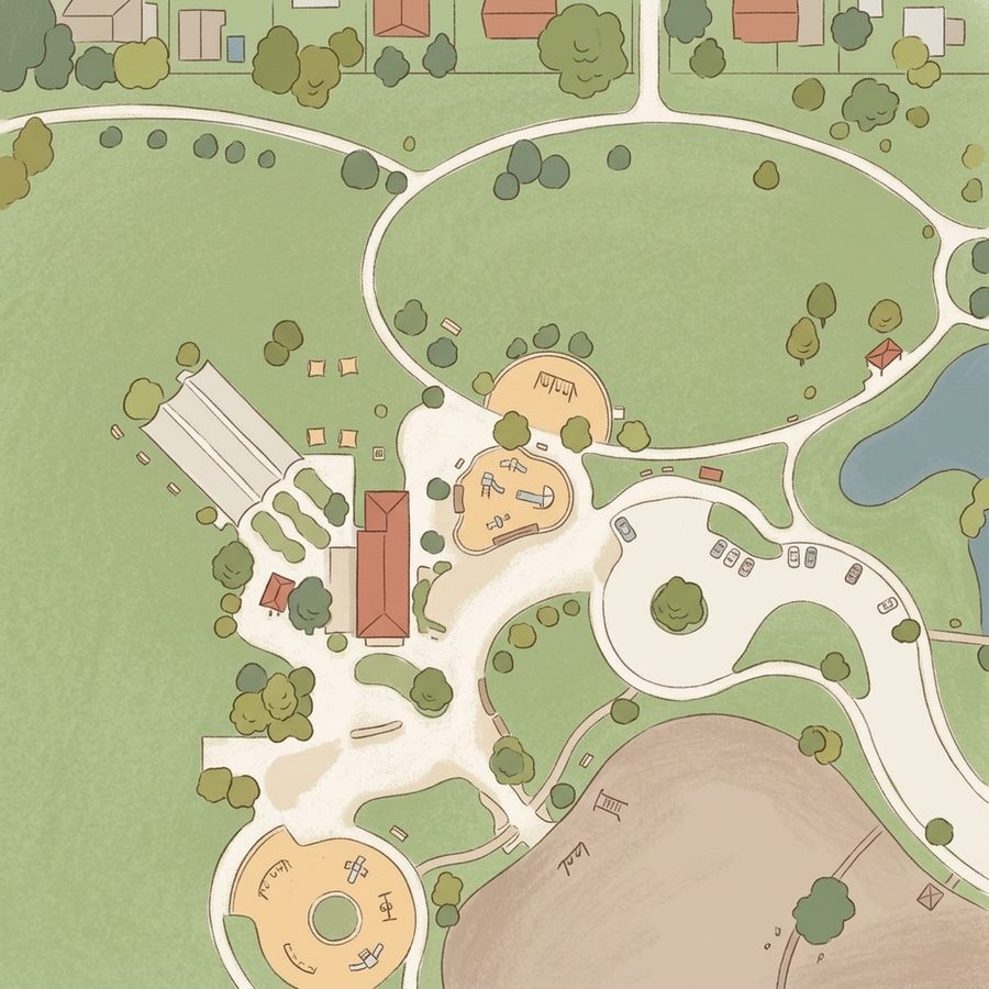 Illustrated map of Louisville Community Park