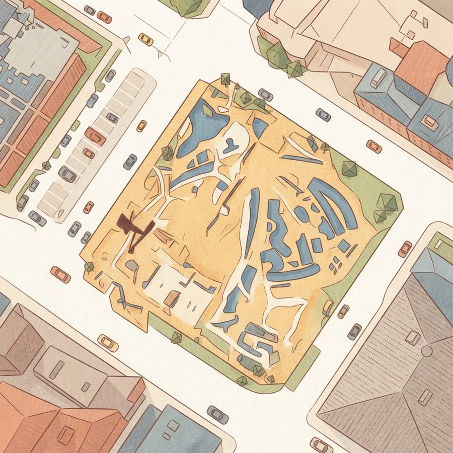 Illustrated map of Lynn Wyatt Square for the Performing Arts