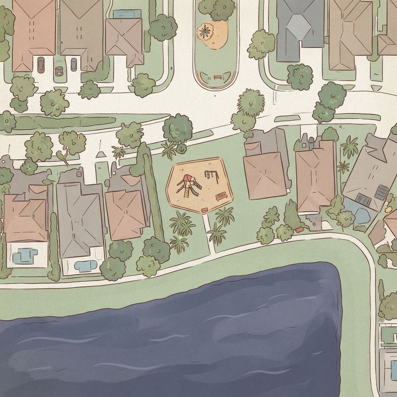 Illustrated map of Mabel Bridge Playground Community Playground